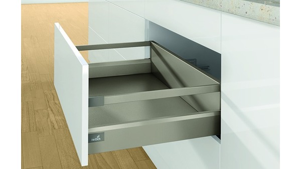 Kits complets tiroir / tiroir intérieur HETTICH ArciTech avec reling, champagner