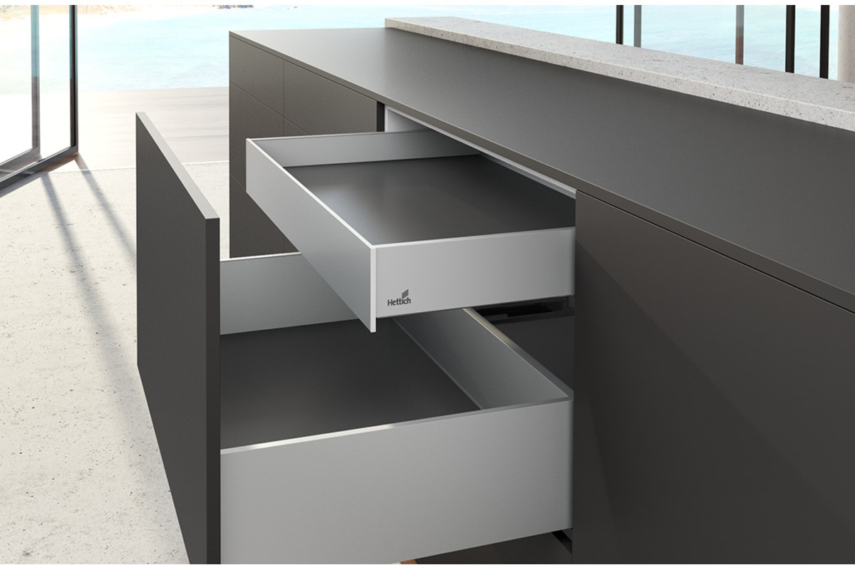 Kit de tiroir flexibles HETTICH AvanTech, argent éloxé