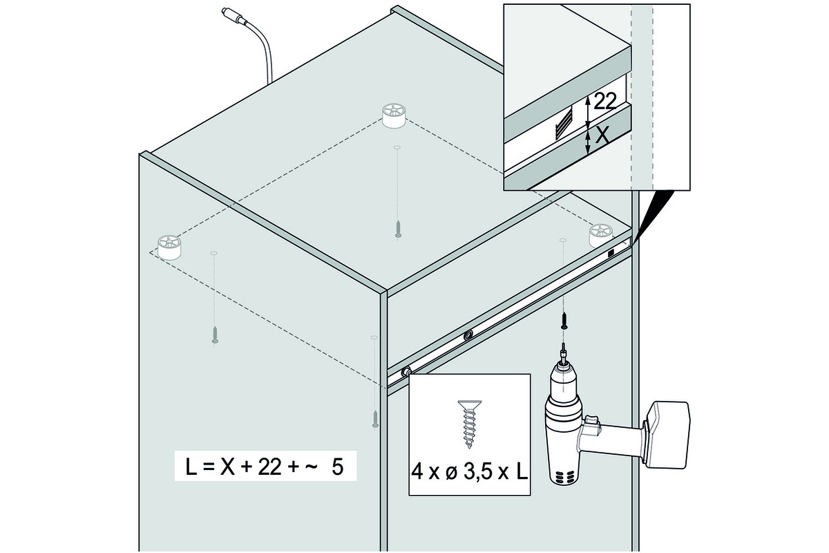Sistema da apertura senza maniglia per frigorifero HETTICH Easys