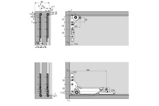 Laufprofil HETTICH SlideLine M, 1-bahnig, zum Einpressen Laufprofil HETTICH SlideLine M, 1-bahnig, zum Einpressen