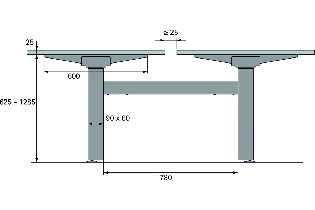 Système de bureau électronique réglable en hauteur HETTICH Steelforce Pro 670 SLS Highline Bench