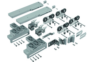 Laufteilset mit Dämpfung HETTICH TopLine 1 für 2-türigen Schrank Laufteilset mit Dämpfung HETTICH TopLine 1 für 2-türigen Schrank