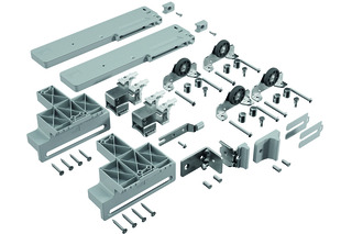 Laufteilset mit Dämpfung HETTICH TopLine 1 für 2-türigen Schrank Laufteilset mit Dämpfung HETTICH TopLine 1 für 2-türigen Schrank