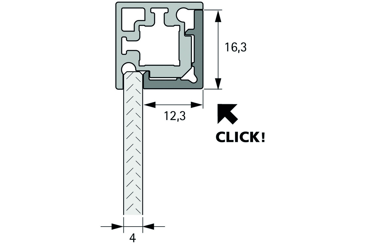 Clip-Eckprofil HETTICH Cadro 1-seitig