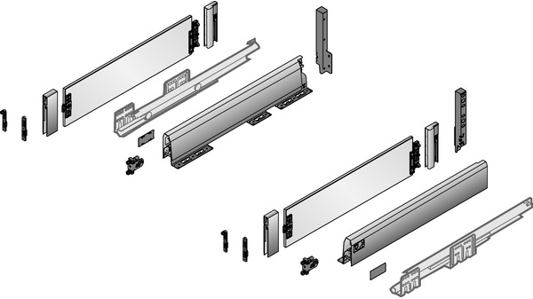 Kits complets tiroir HETTICH ArciTech 94/218, avec DesignSide claire, 40 kg