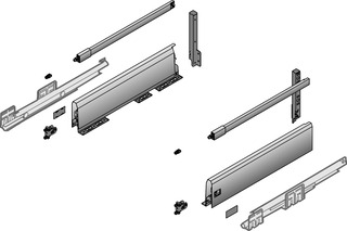 Kits complets tiroir HETTICH ArciTech 126/282, avec tringle longitudinale, 70 kg