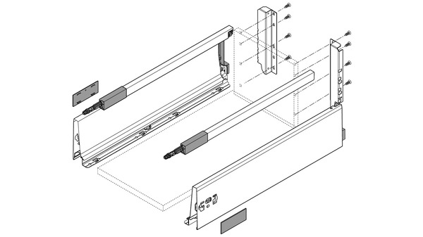 Kits complets tiroir BLUM TANDEMBOX antaro K / D avec reling