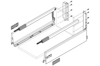 Kits complets tiroir BLUM TANDEMBOX antaro M / D avec reling