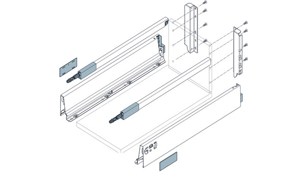 Komplett-Frontschubkasten-Set BLUM Tandembox antaro M / B mit Reling, terraschwarz