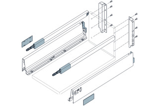 Kits complets tiroir BLUM TANDEMBOX antaro M / C avec reling