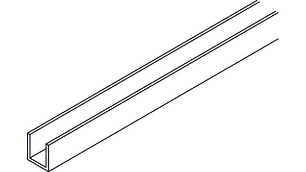 Rail de guidage laiton HAWA 6000mm non percé, 13x14x1,5mm