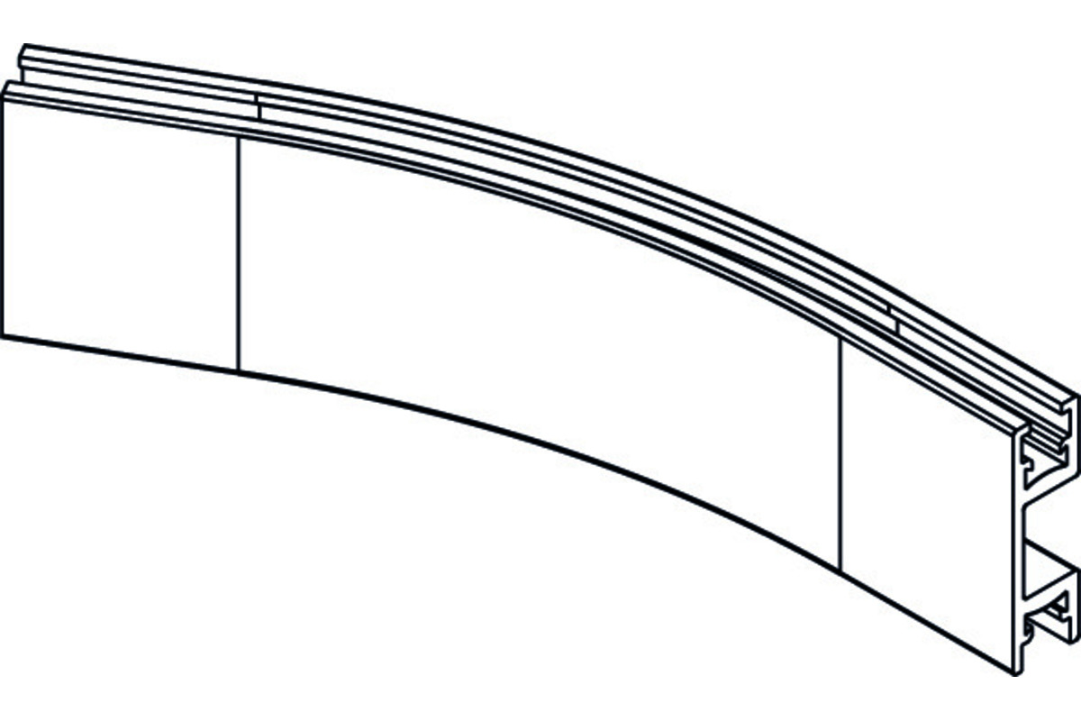 Binario di corsa, curvo, interno 45° in alluminio anodizzato