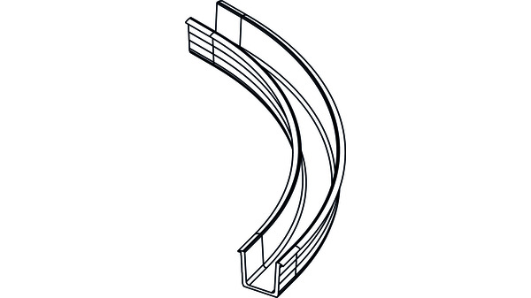 Rail de guidage HAWA , PVC noir segment courbé 75°