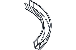 Rail de guidage HAWA , PVC noir segment courbé 75°
