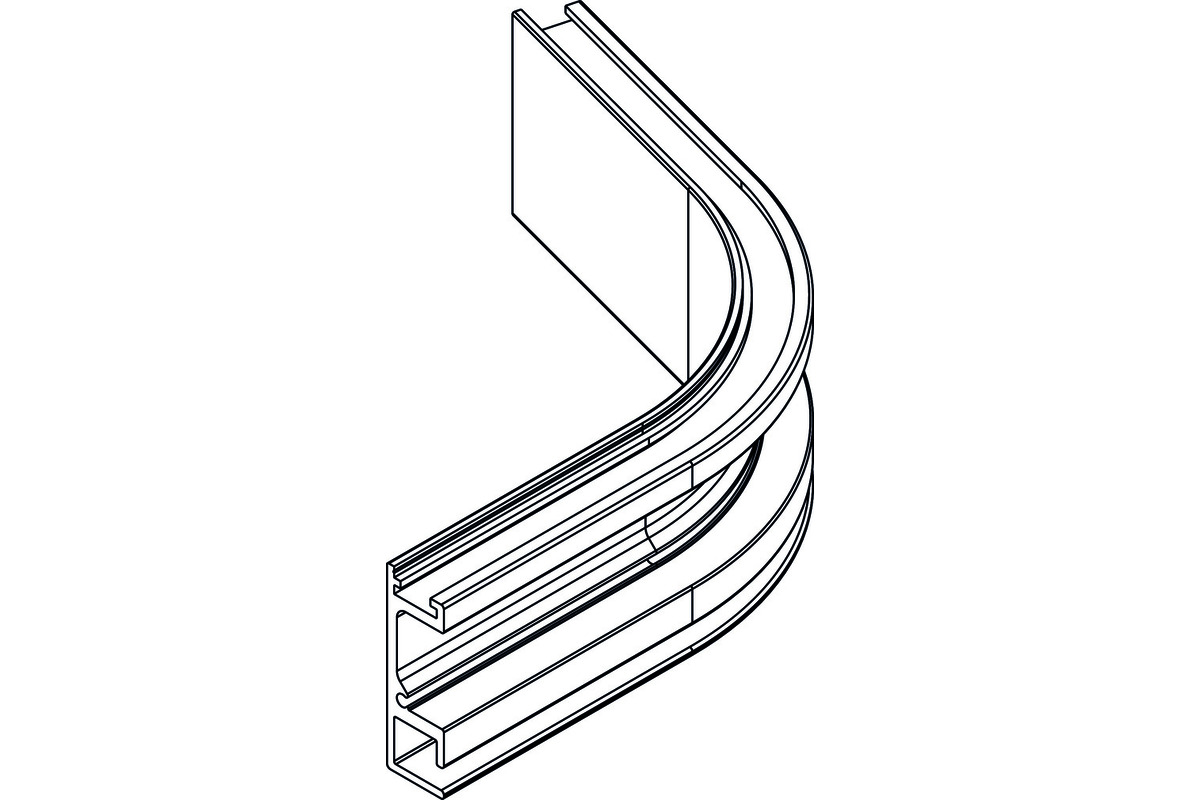Rail segment courbé HAWA 15° intérieur, longueur 70 mm