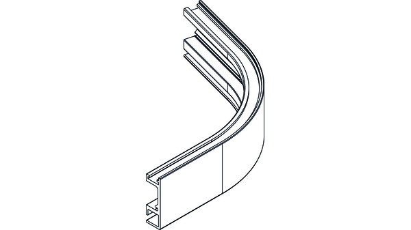 Einfachlaufschiene Bogen HAWA 30° aussen, Schenkellänge 70mm