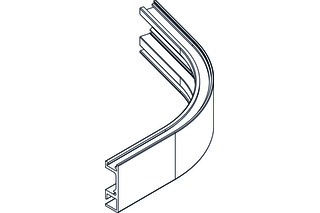 Einfachlaufschiene Bogen HAWA 45° aussen, Schenkellänge 70mm