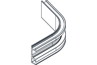 Rail segment courbé HAWA 60° intérieur, longueur 70 mm