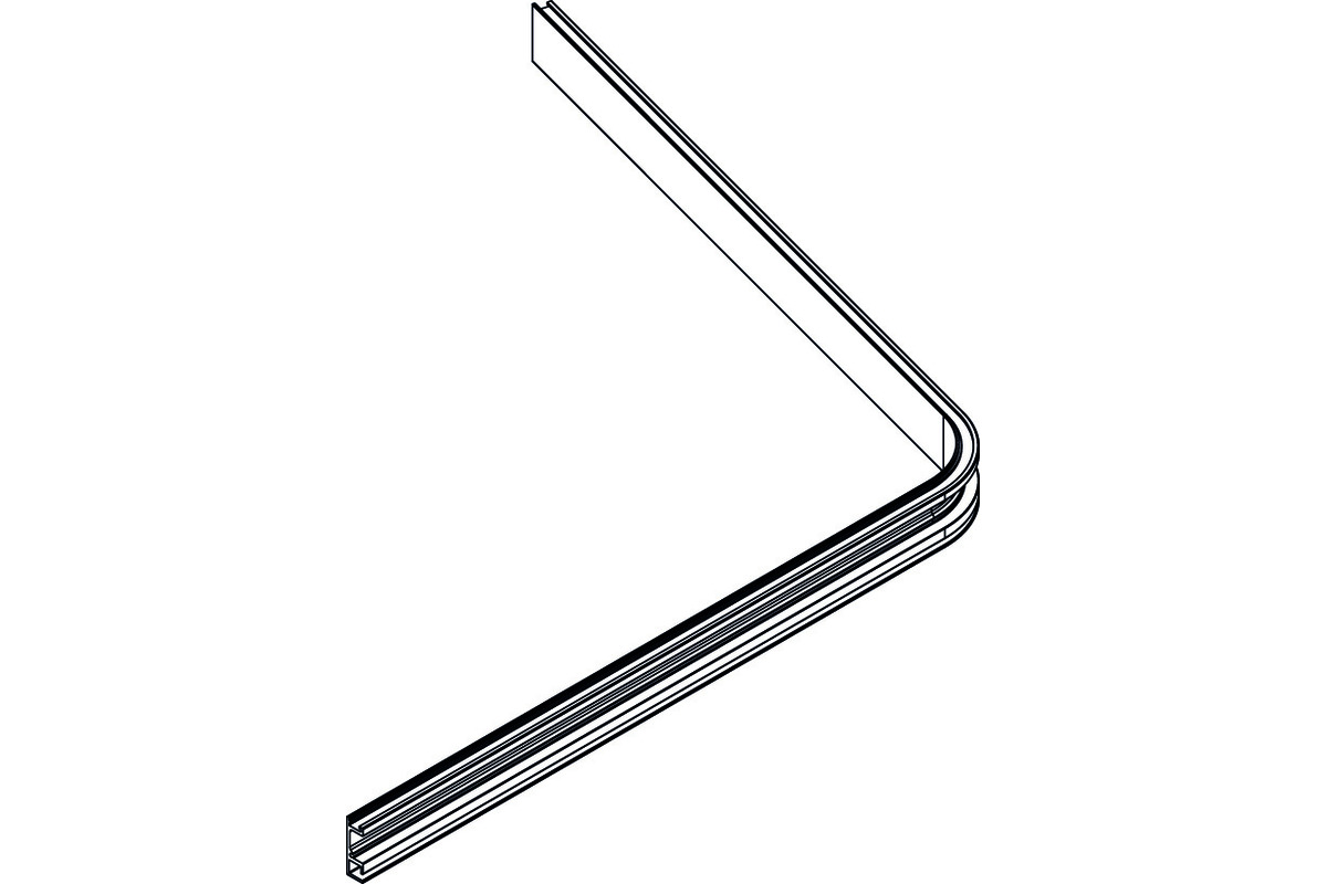 Rail de roulem segment HAWA courbé 75°, côté d'angle 580 mm int.