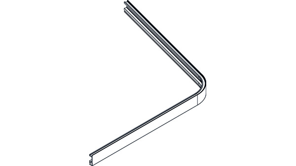 Rail de roulem segment HAWA courbé 75°, côté d'angle 580 mm ext.
