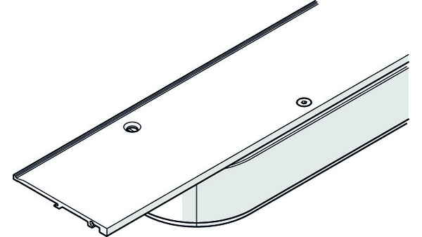 rail de roulement HAWA avec élément arrondi à gauche. 2120 mm. métal léger. anodisé couleur argent