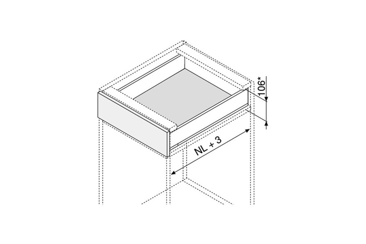 Profil de côté de tiroir BLUM LEGRABOX pure M