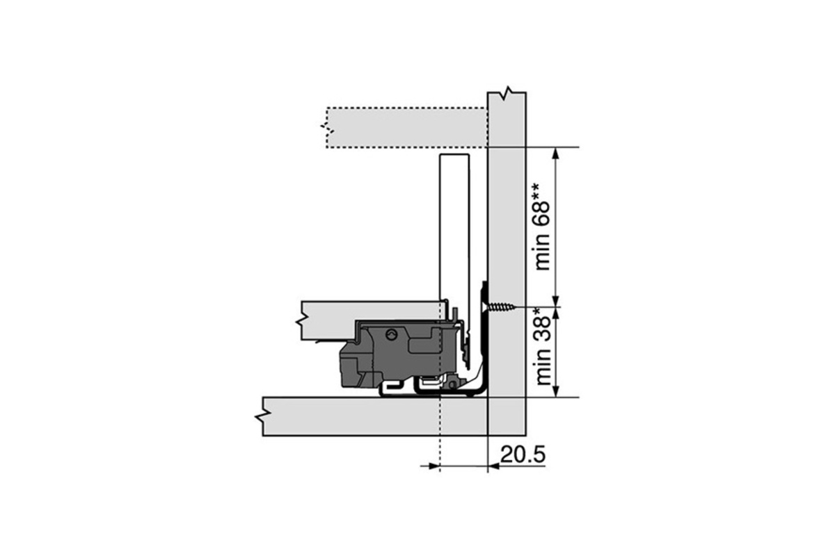 Profil de côté de tiroir BLUM LEGRABOX pure M