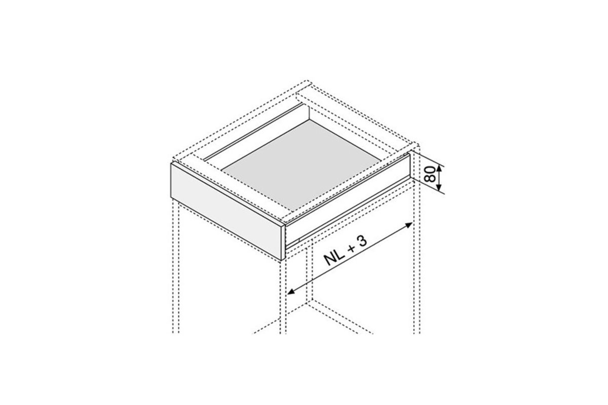 Profil de côté de tiroir BLUM LEGRABOX pure N, gris orion