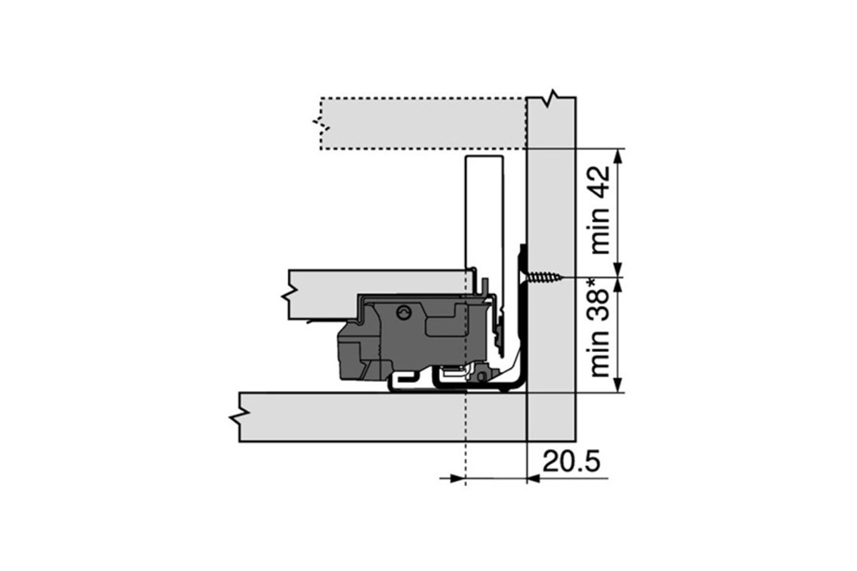 Profil de côté de tiroir BLUM LEGRABOX pure N, gris orion