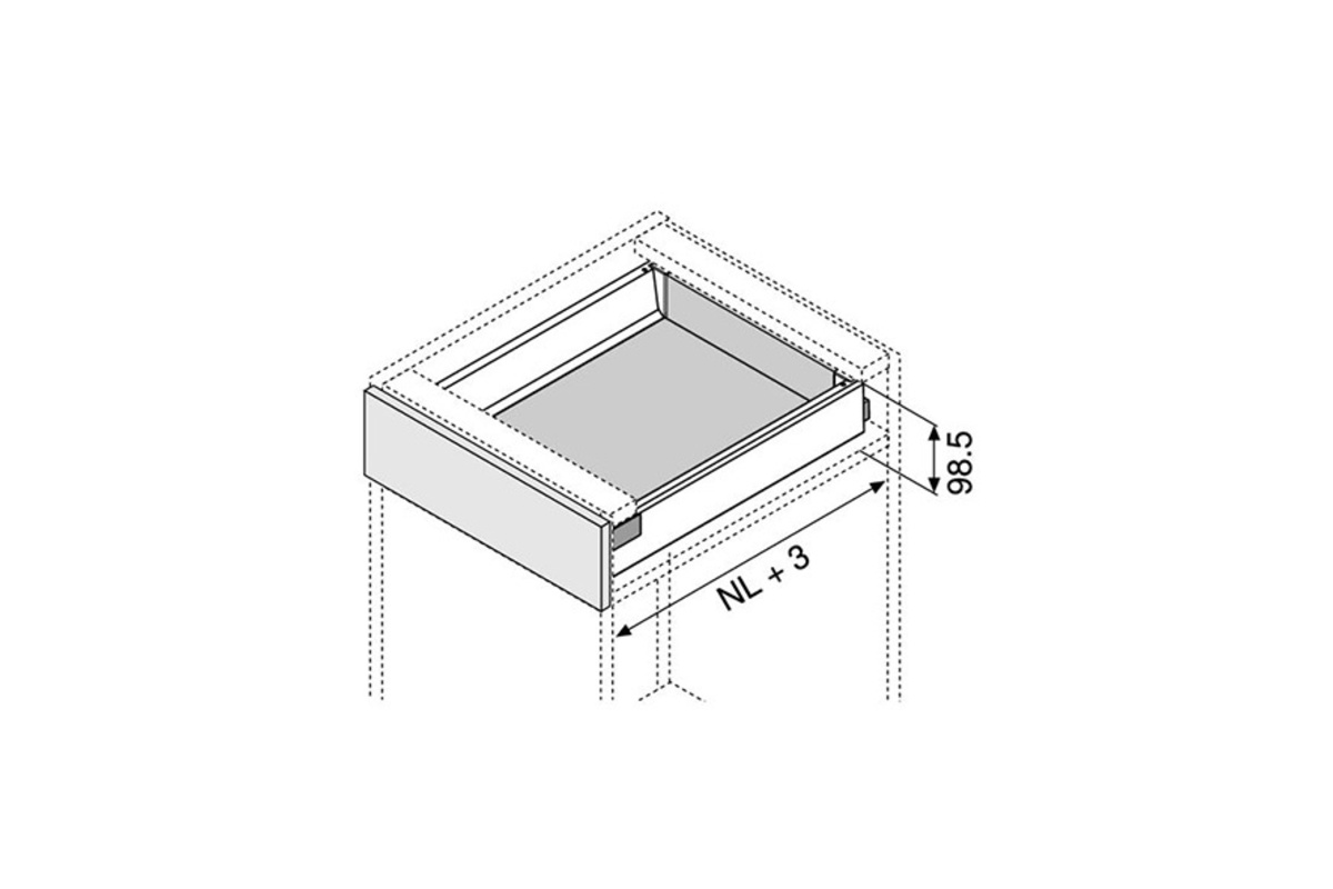 Kits complets tiroir BLUM TANDEMBOX antaro M / C avec reling