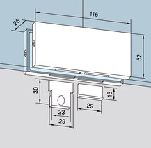 Assemblage d'impostes PT 70 d'angle pour installations entièrement en verre DORMA GLAS Universal