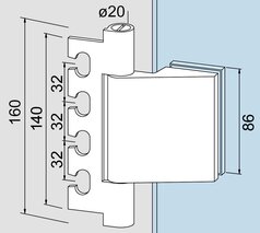 Paumelles pour portes en verre DORMA GLAS Office Classic
