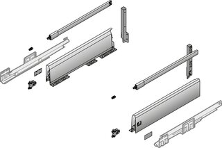 Kits complets tiroir HETTICH ArciTech 126/250, avec tringle longitudinale, 70 kg
