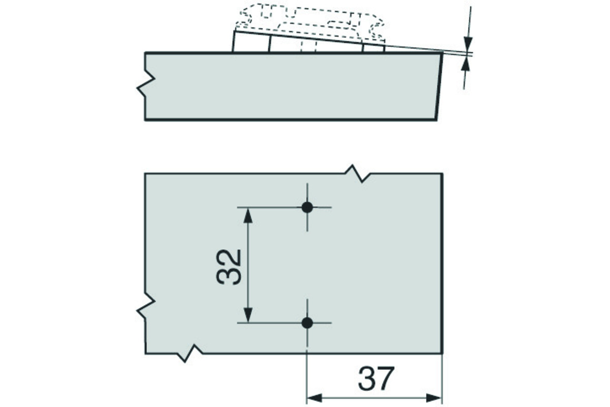 Adaptateur d'angle pour plaques de montage cruciforme BLUM +5°