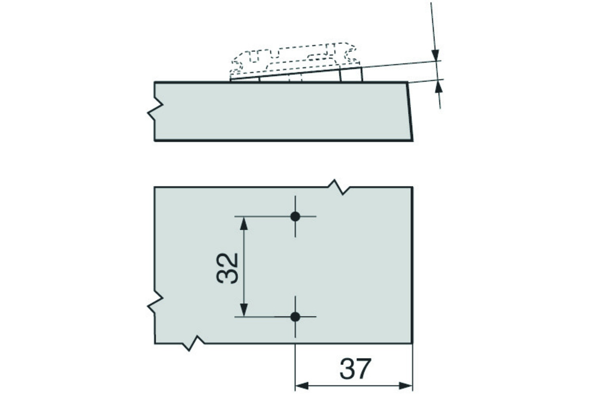 Adaptateur d'angle pour plaques de montage cruciforme BLUM -5°